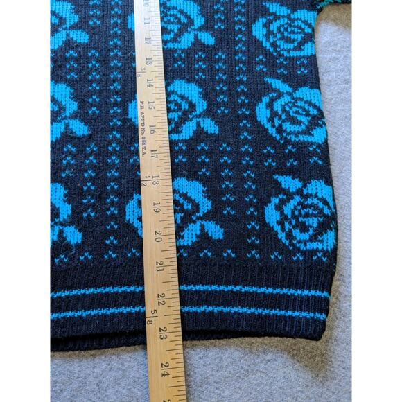 Kate Collins Vintage Holiday Sweater Womens Size M Blue Made In USA - Picture 4 of 9